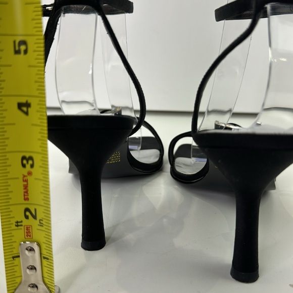 Vintage Bata Women's Black Satin Slingback Heel Shoes - Picture 8 of 13